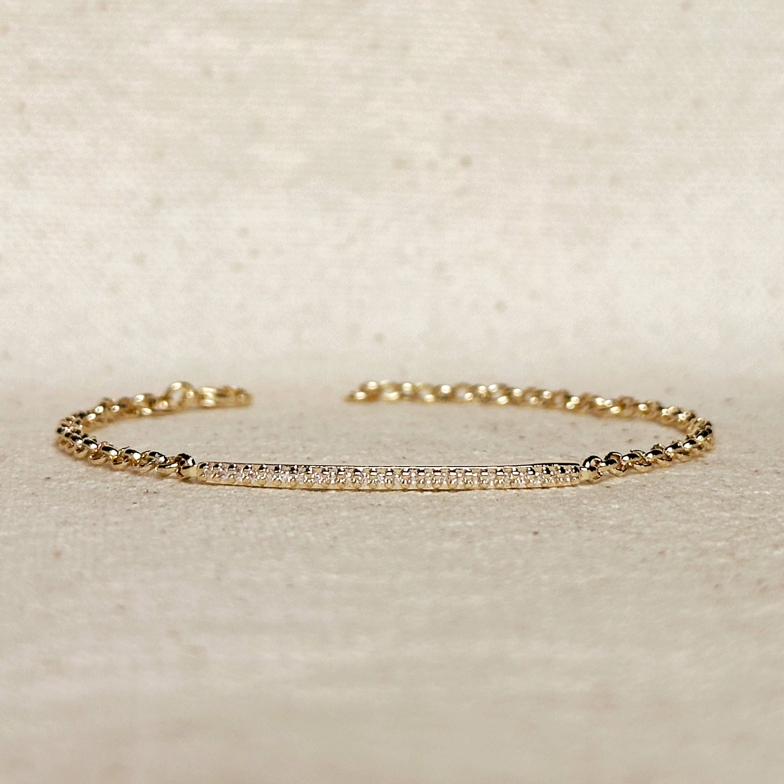 GoldFi - 18k Gold Filled 2mm CZ Bar Bracelet