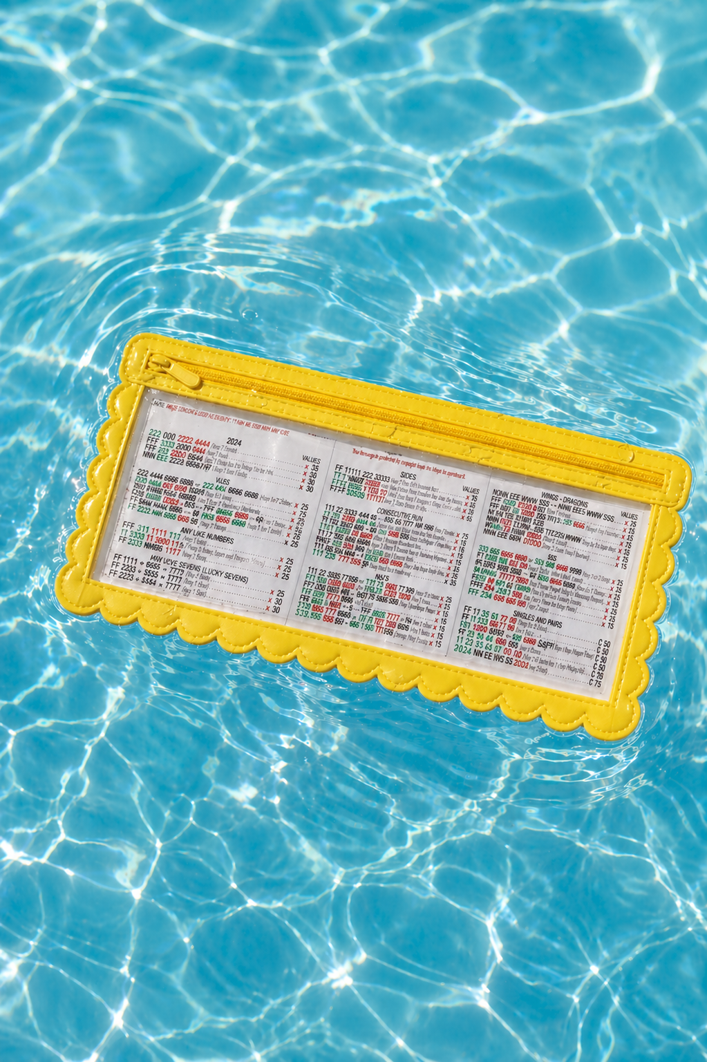 Girl Tribe Co - Splash-Proof Mahjong Card Holder for Pool Mahjong - Yellow Scallops STANDARD SIZE