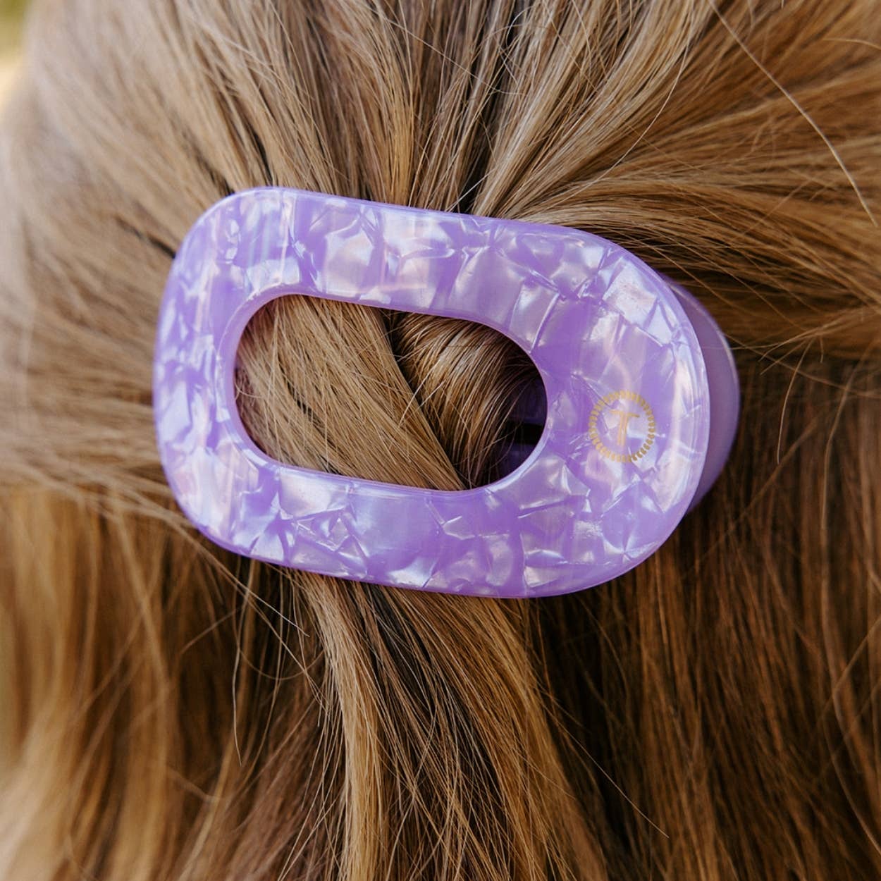 TELETIES - Flat Round Hair Clip | Medium | Lavender Mist