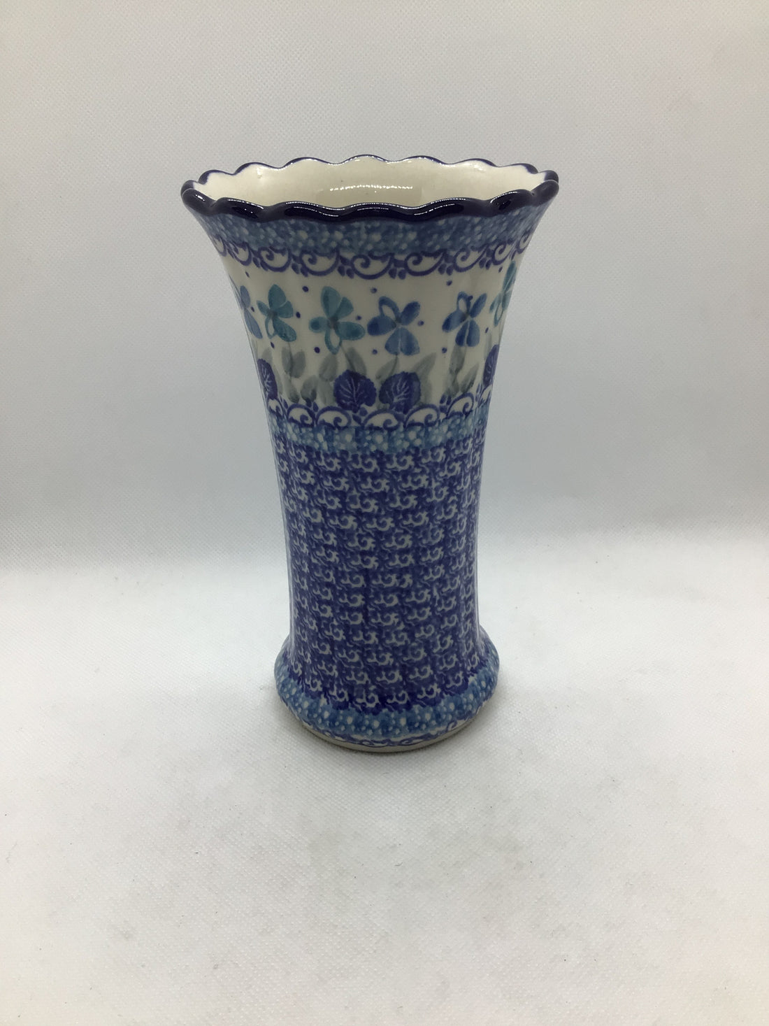 Blue Orchids Fluted Vase 7&quot;