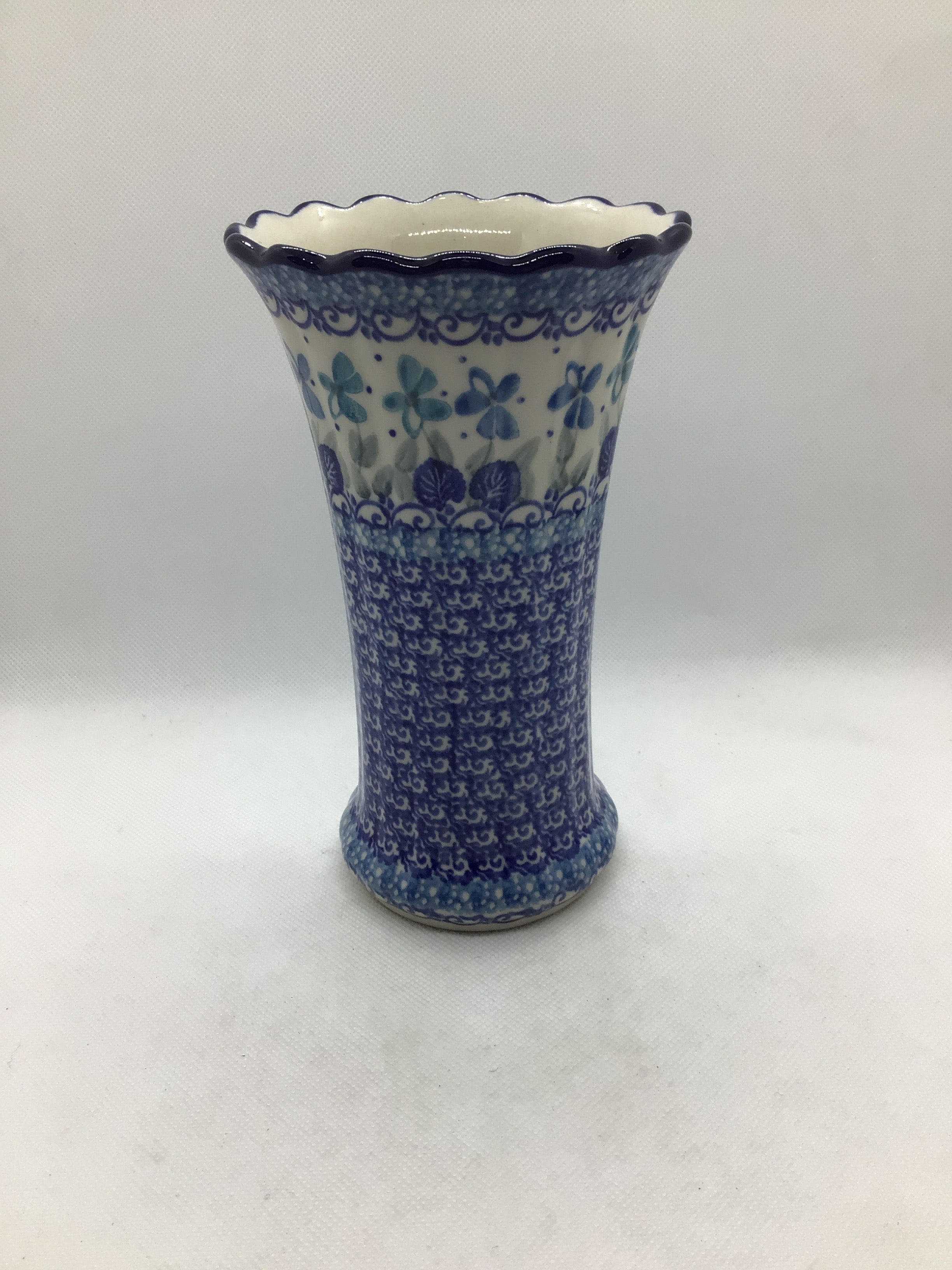Blue Orchids Fluted Vase 7&quot;
