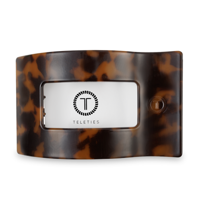 TELETIES - Flat Rectangle Hair Clip | Large | Tortoise