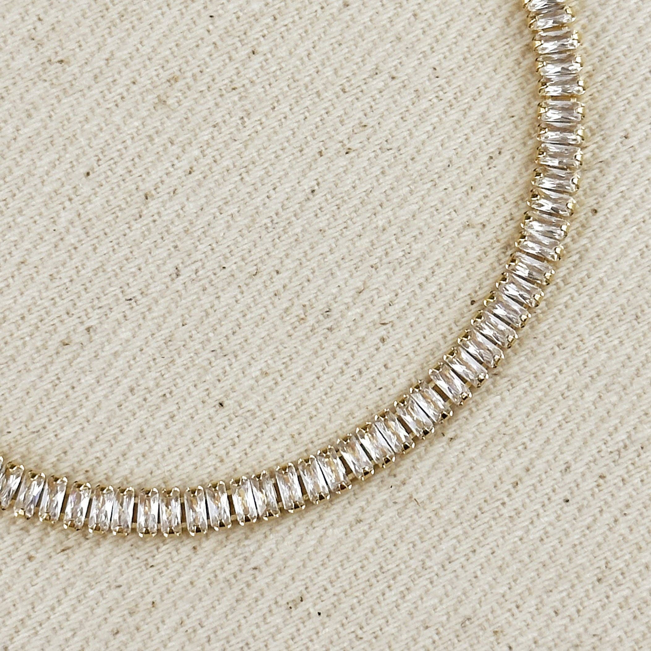 GoldFi - 18k Gold Filled 3mm Baguette Cut CZ Tennis Bracelet