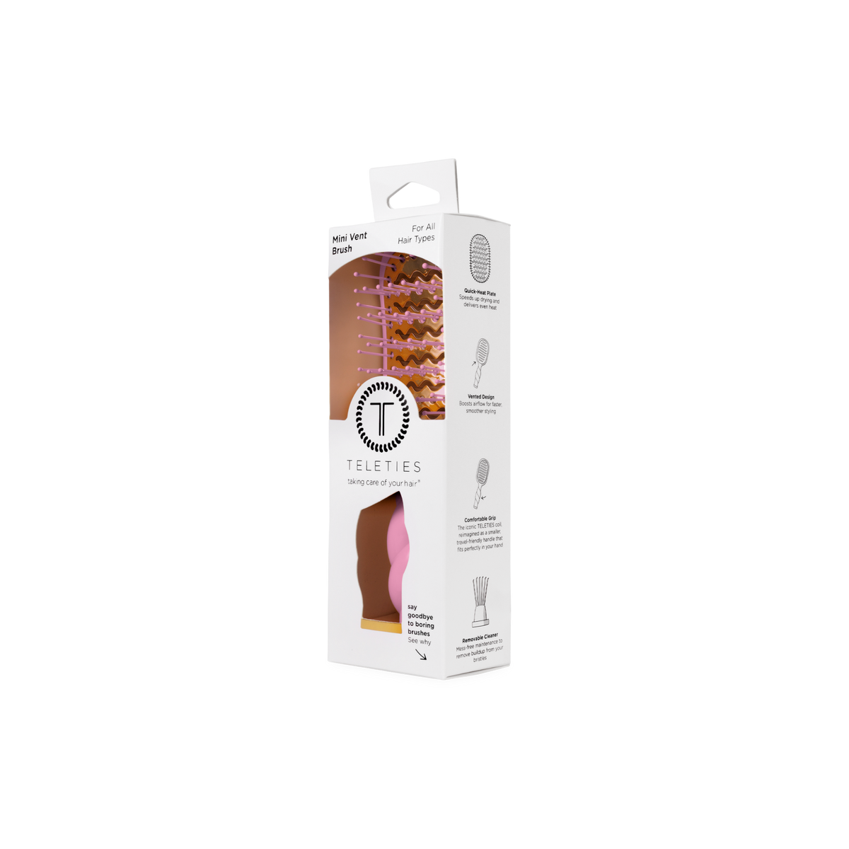 TELETIES - Mini Vent Brush | Bubblegum Pink