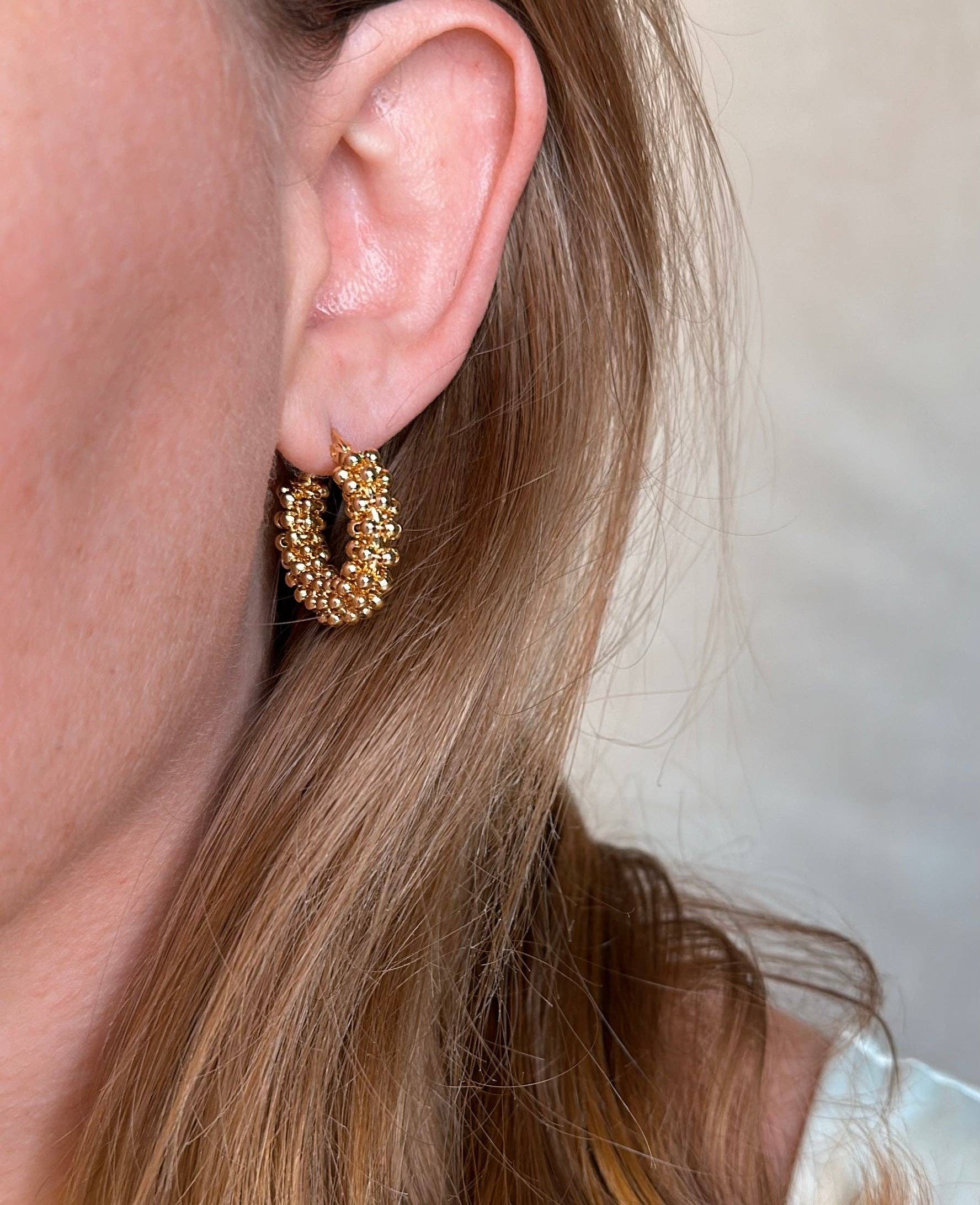 GoldFi - 18k Gold Filled Beaded Cluster Hoop Earrings