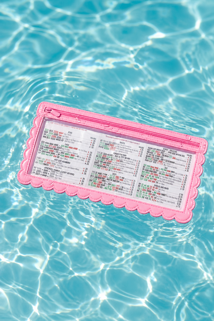 Girl Tribe Co - Splash-Proof Mahjong Card Holder for Pool Mahjong - Pink Scallops STANDARD SIZE