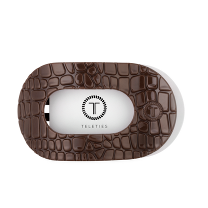 TELETIES - Brown Crocodile Large Flat Round Hair Clip