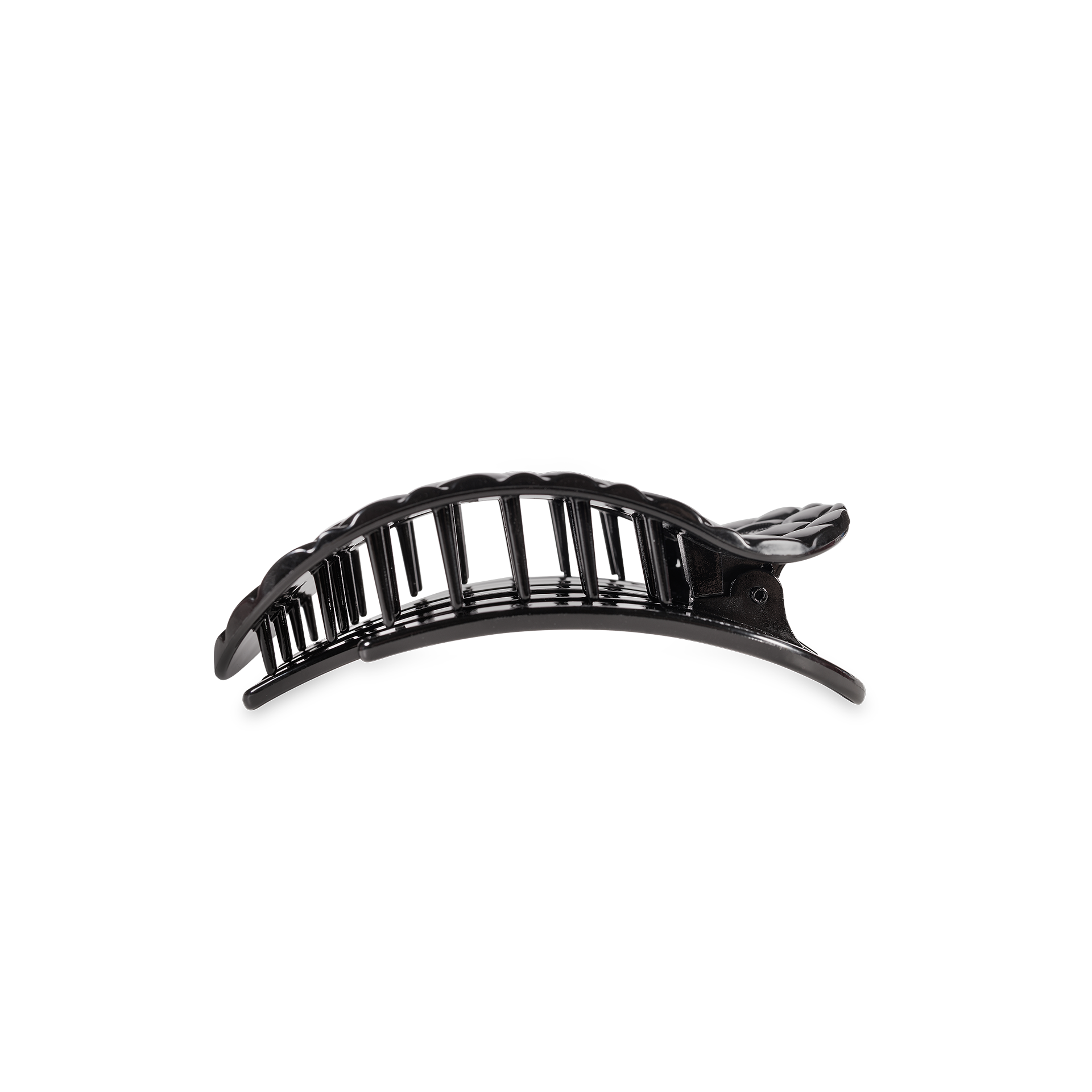 TELETIES - Flat Round Hair Clip | Small | Jet Black Quilted