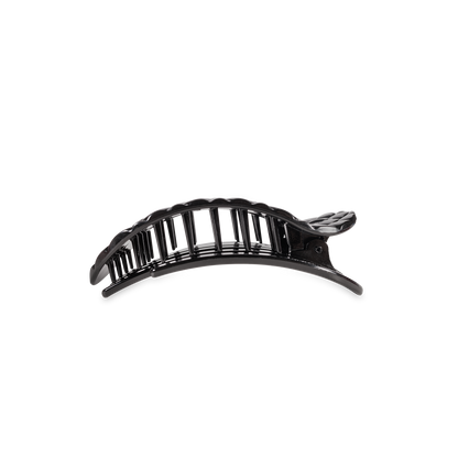 TELETIES - Flat Round Hair Clip | Small | Jet Black Quilted