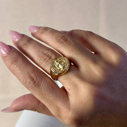 GoldFi - 18k Gold Filled Saint Benedict Signet Ring