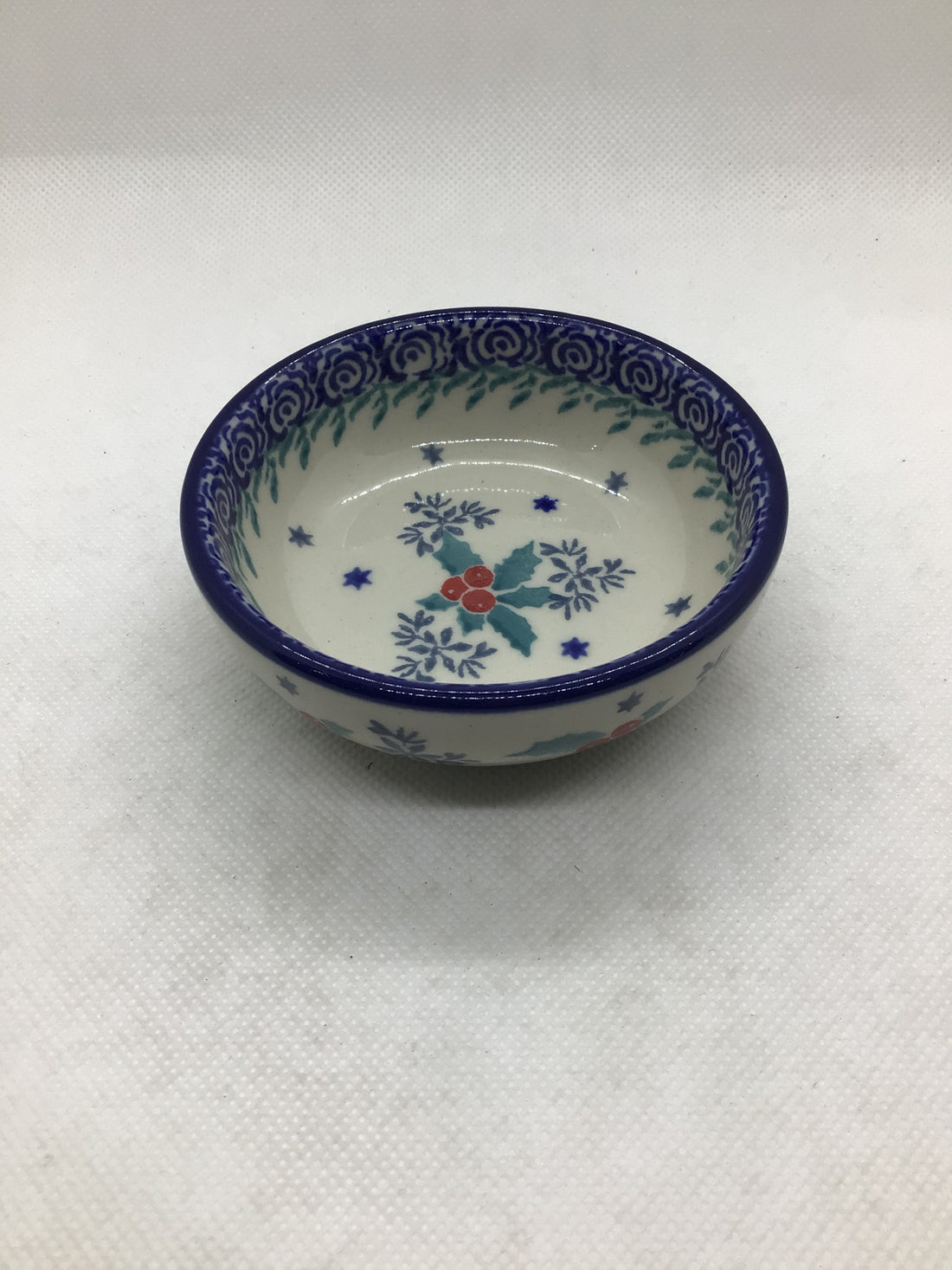 Winter Holly Tiny Round Bowl 3.5&quot;