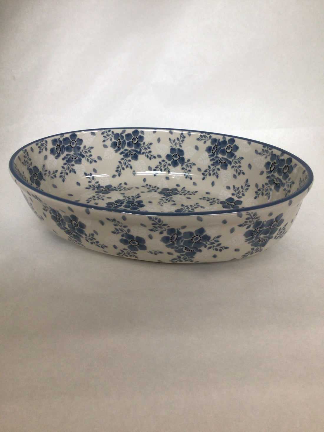 Blue Velvet Oval Baker 9.5"