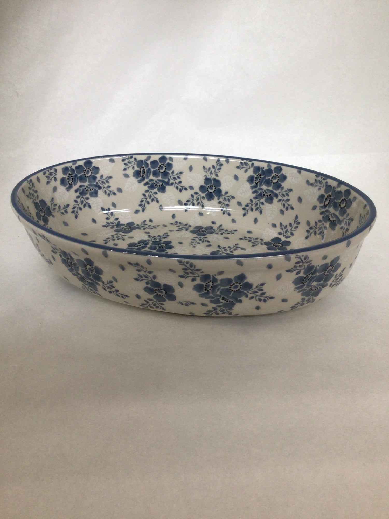 Blue Velvet Oval Baker 9.5"