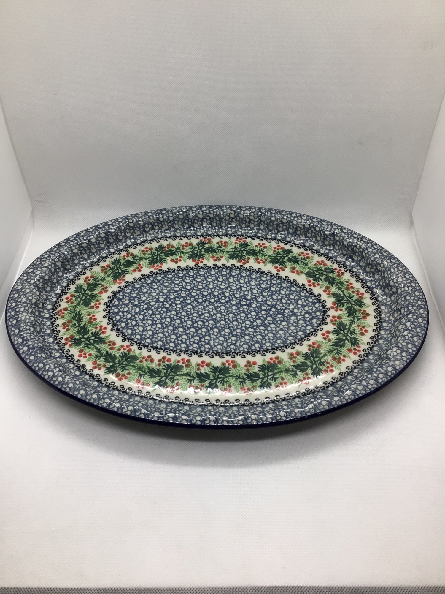 Holly Berry Oval Platter 14.5&quot;