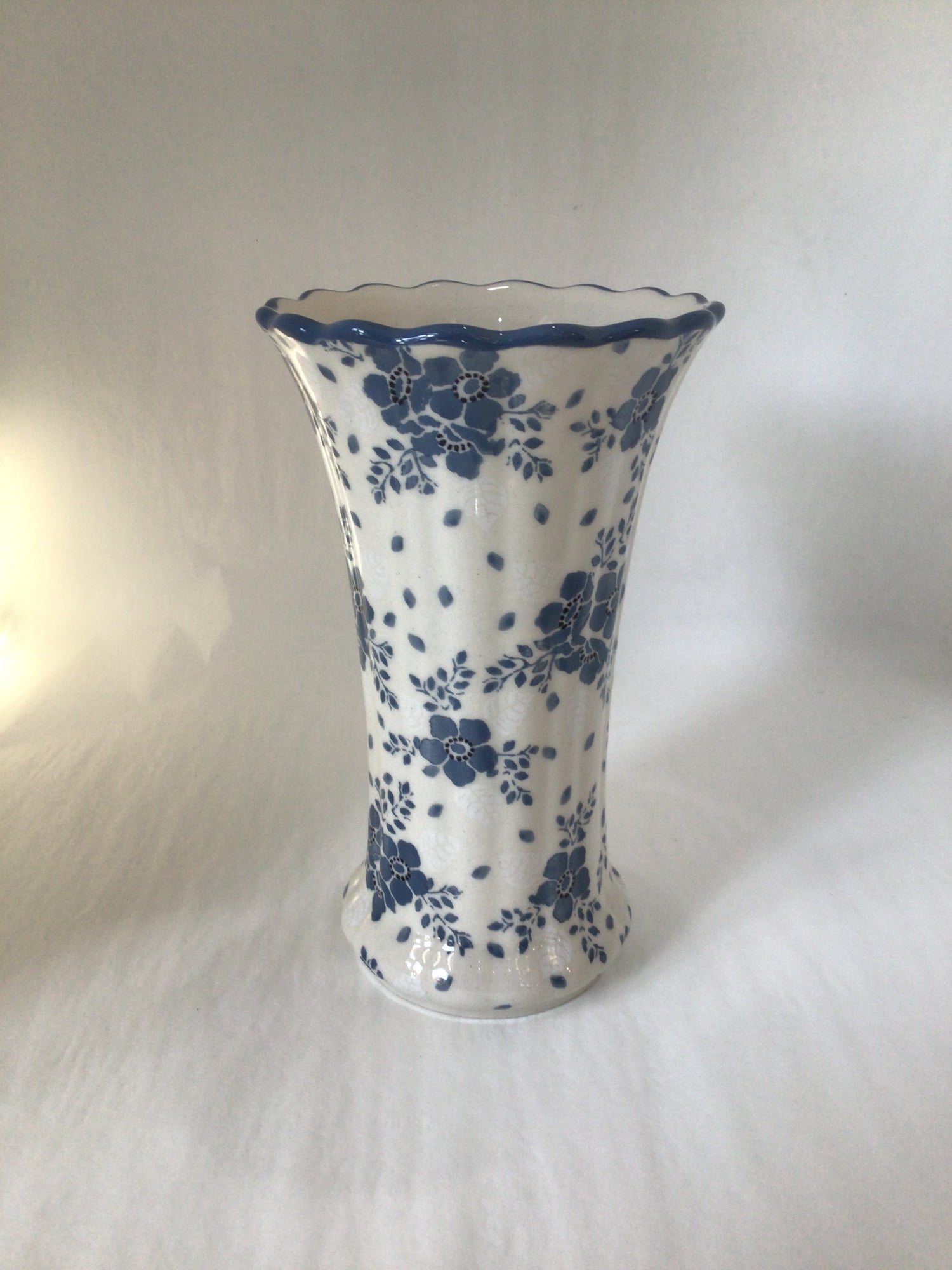 Blue Velvet Fluted Vase 7"