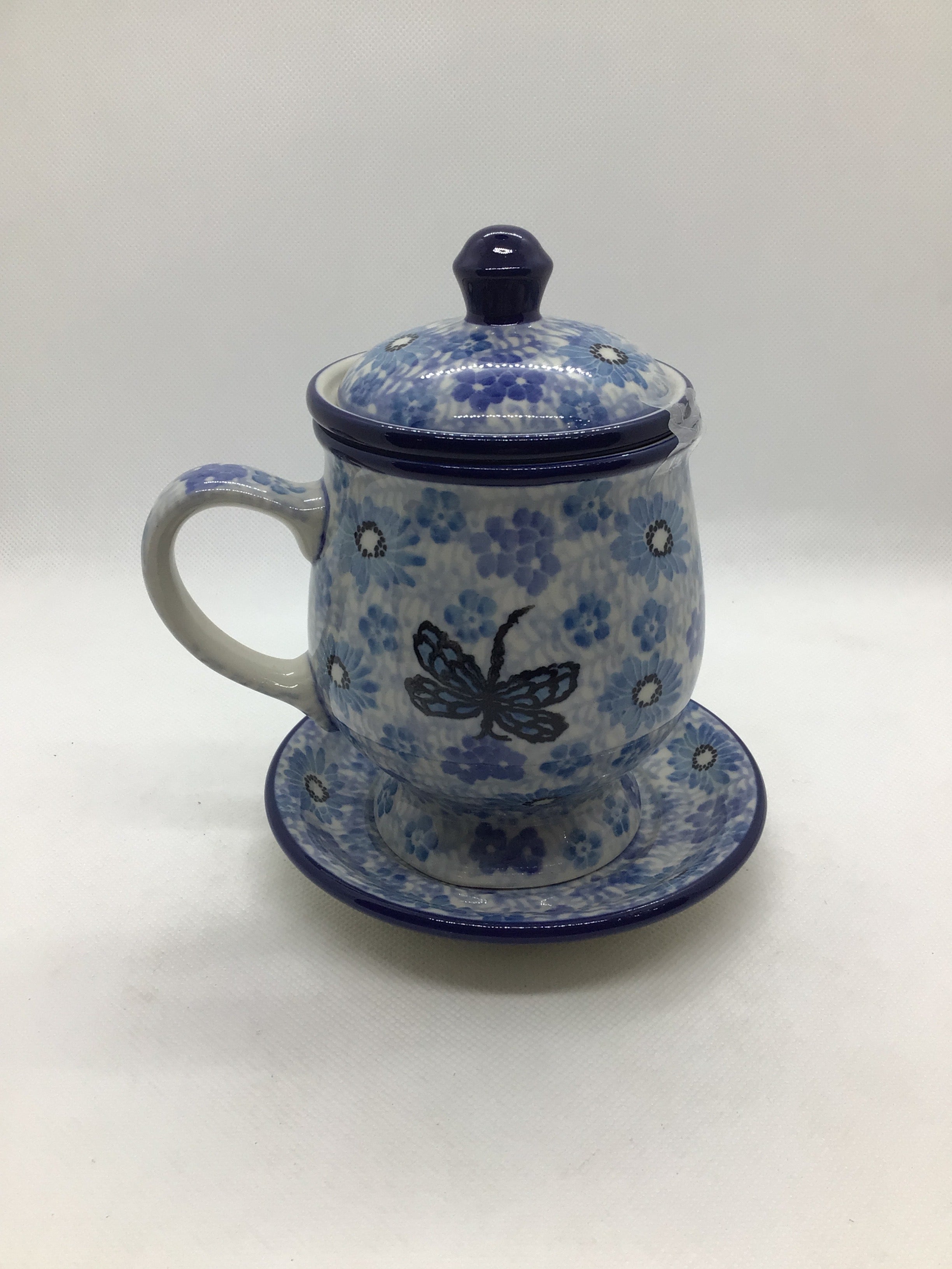 Misty Dragonfly Mug w/Infuser and Saucer 12oz