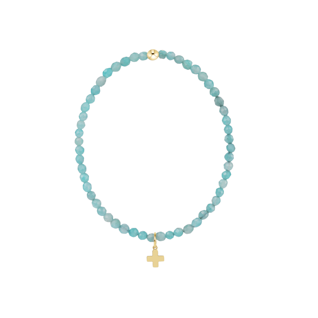 Classic Signature Cross Charm Gemstone-Amazonite