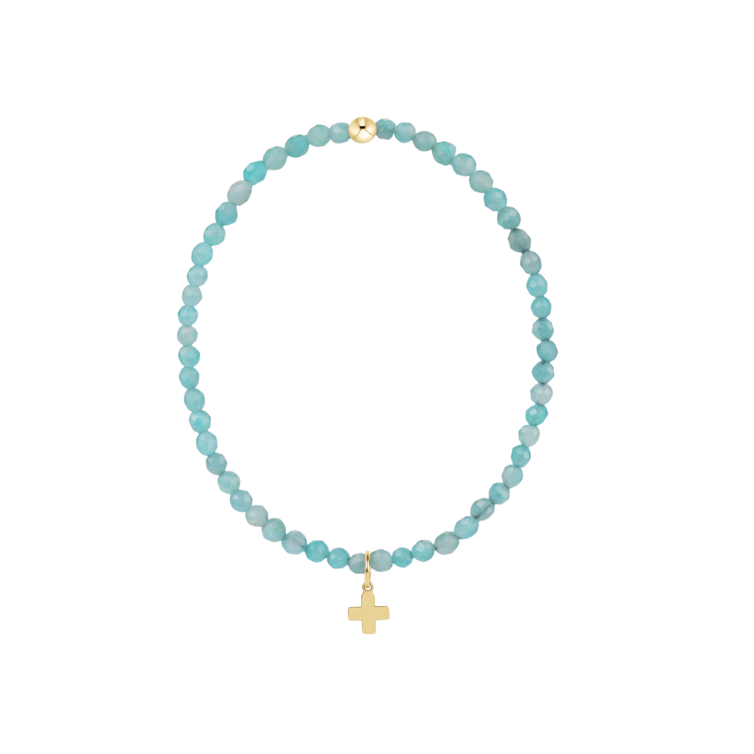 Classic Signature Cross Charm Gemstone-Amazonite
