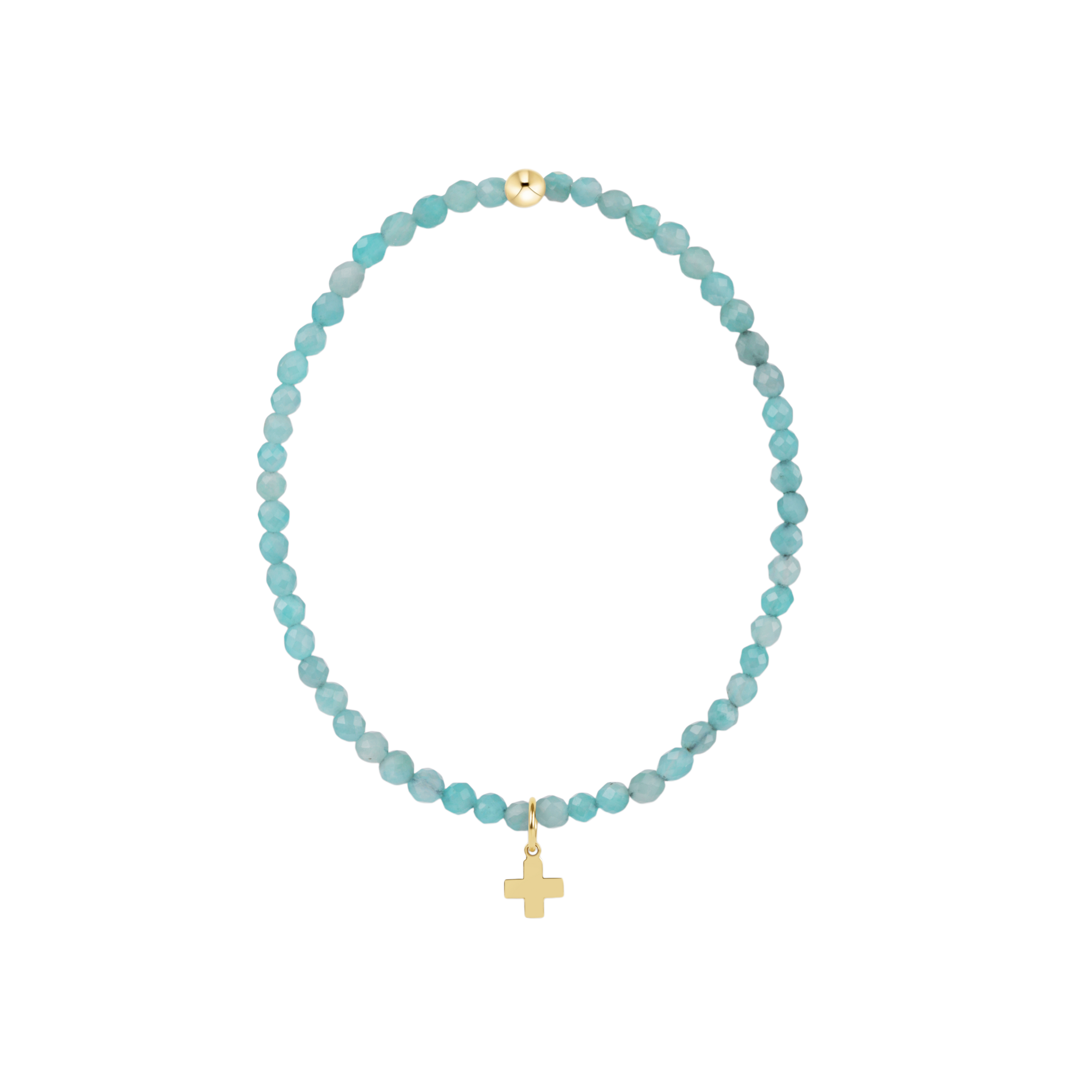 Classic Signature Cross Charm Gemstone-Amazonite