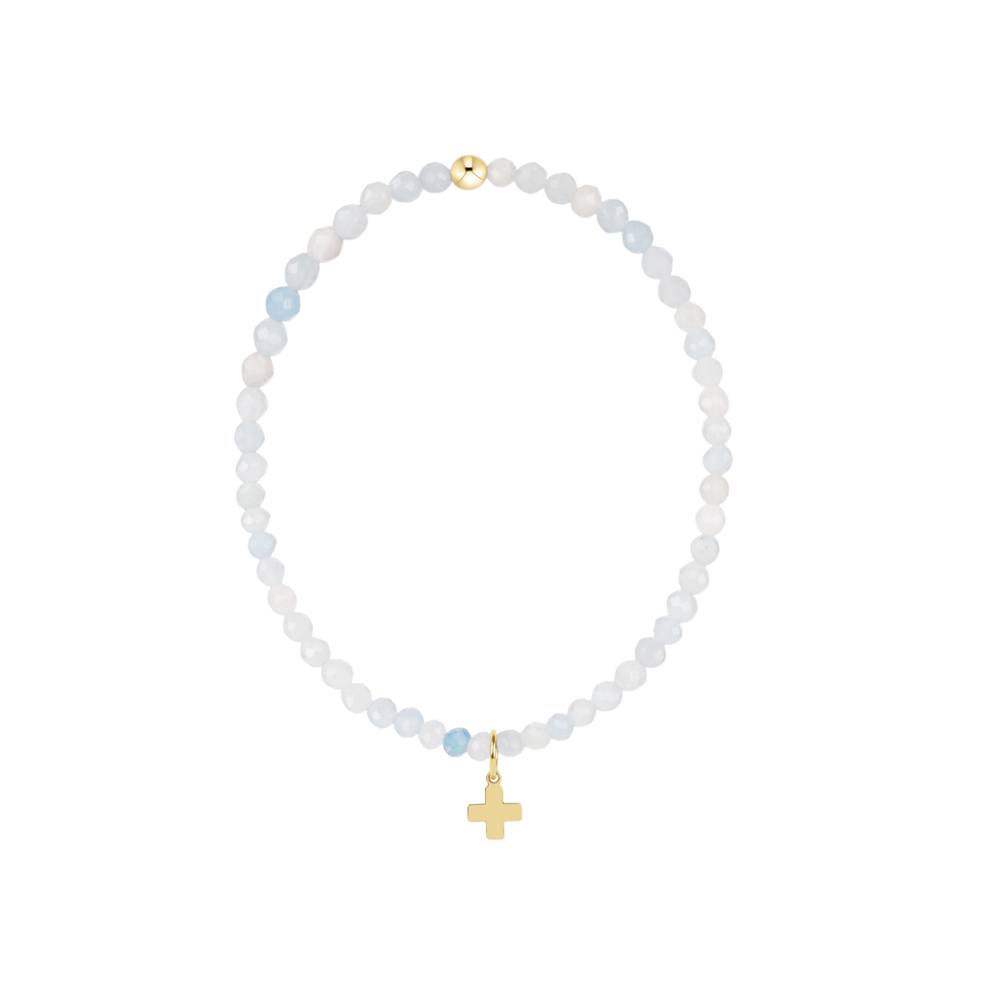 Classic Signature Cross Charm Gemstone-Aquamarine