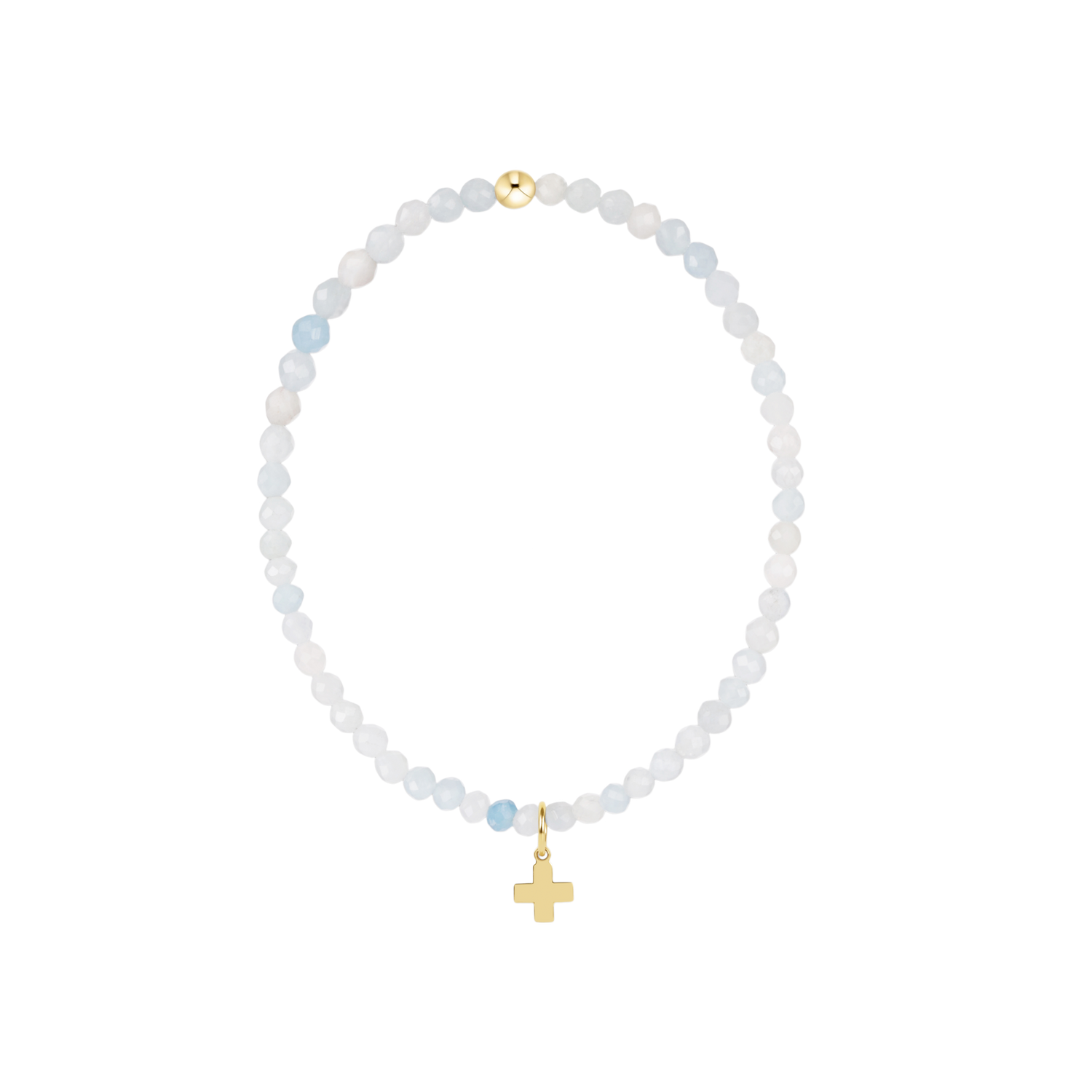 Classic Signature Cross Charm Gemstone-Aquamarine