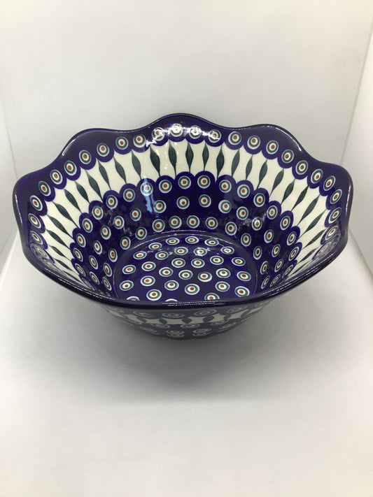 Traditional Peacock Wavy Edge Bowl 12"