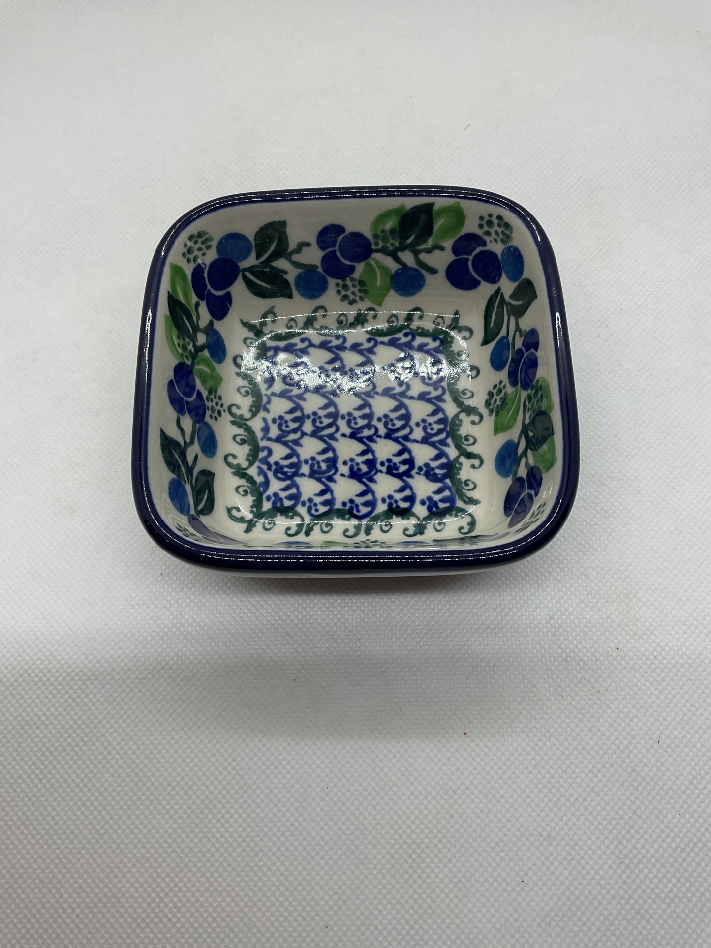 Blue Berries Square Ramekin 4"