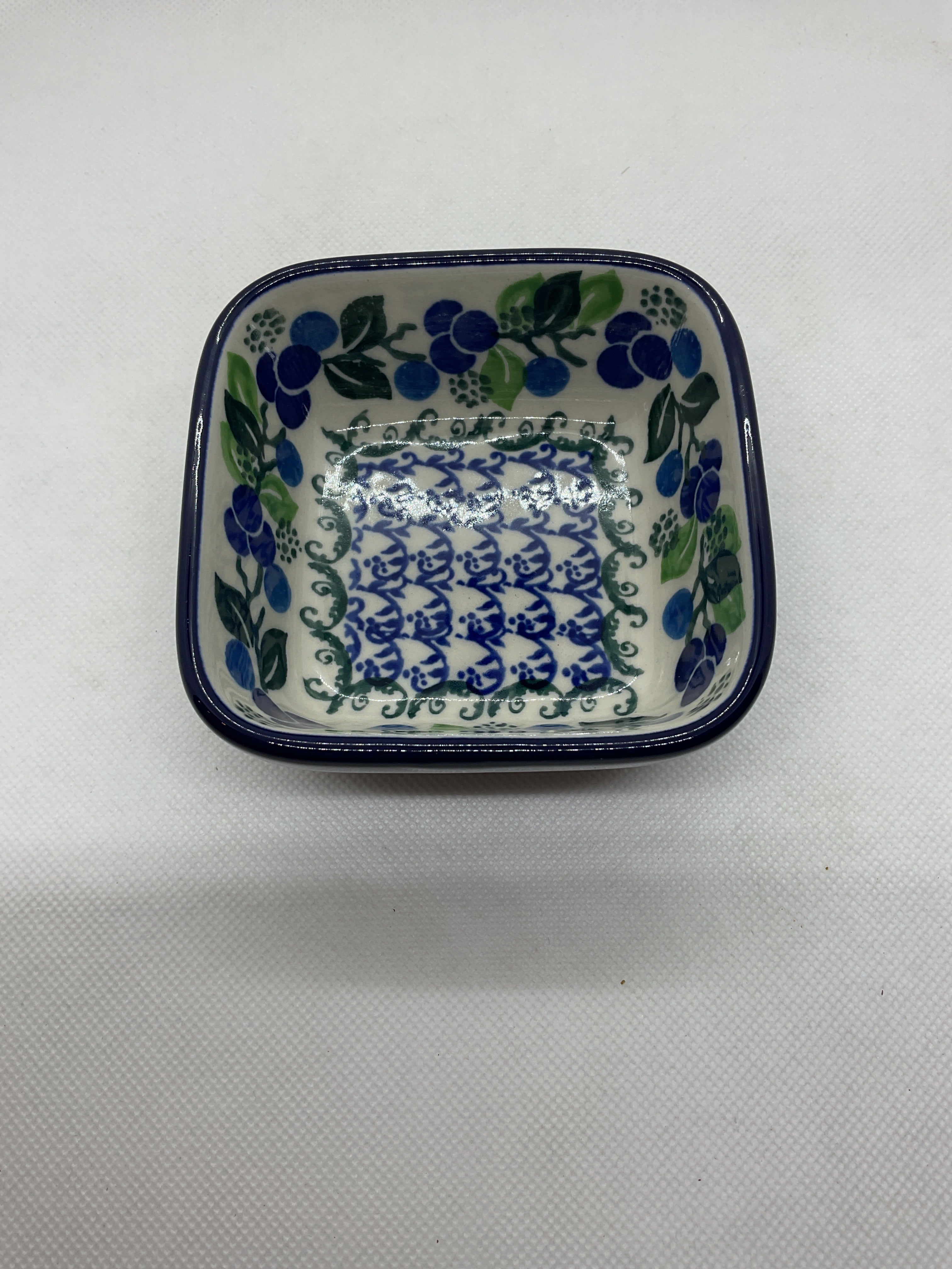 Blue Berries Square Ramekin 4&quot;