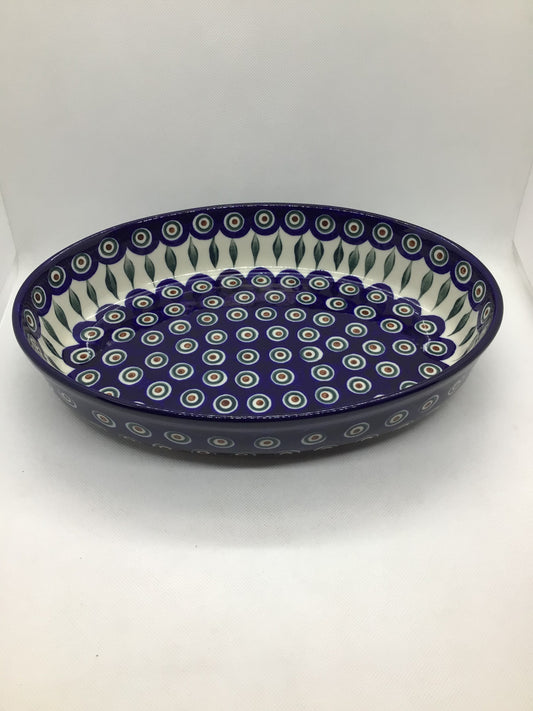 Traditional Peacock Oval Baker 12"