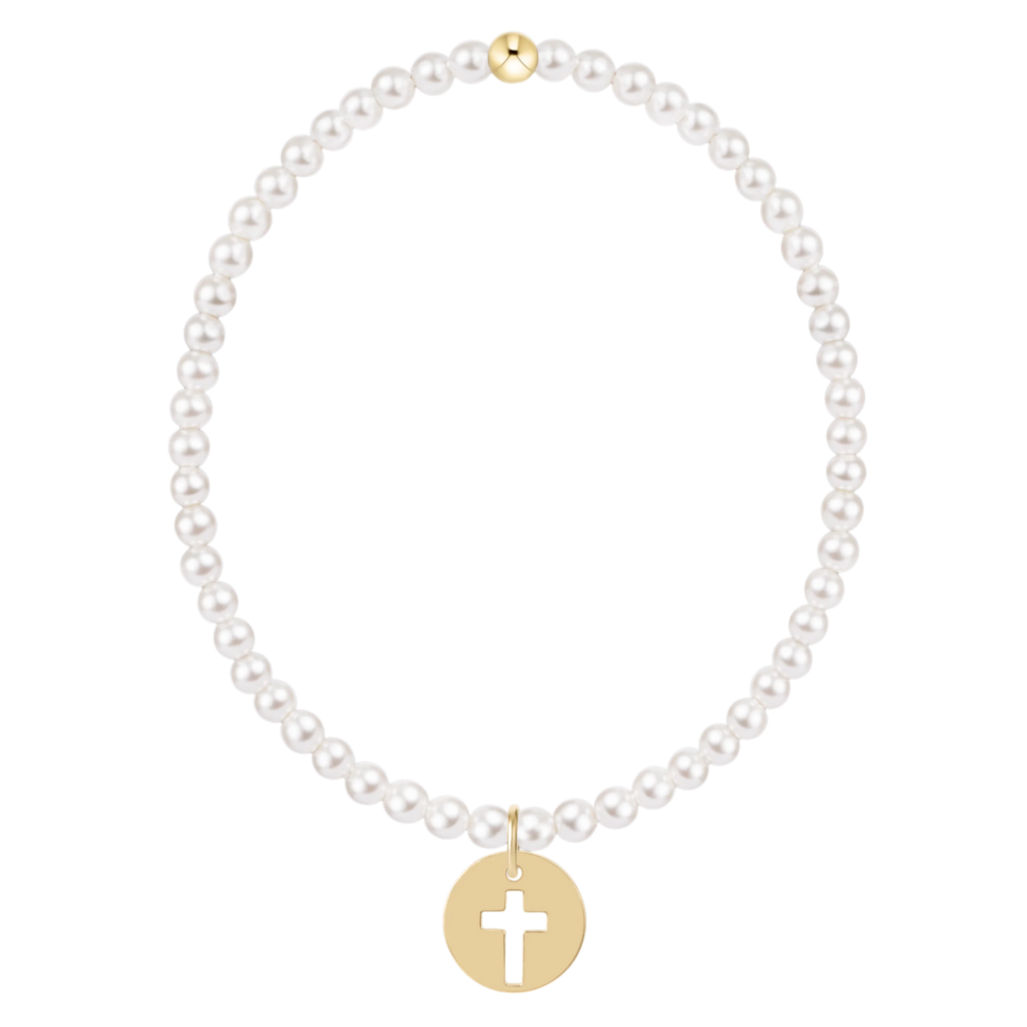 Pearl Blessed Gold Disc Charm