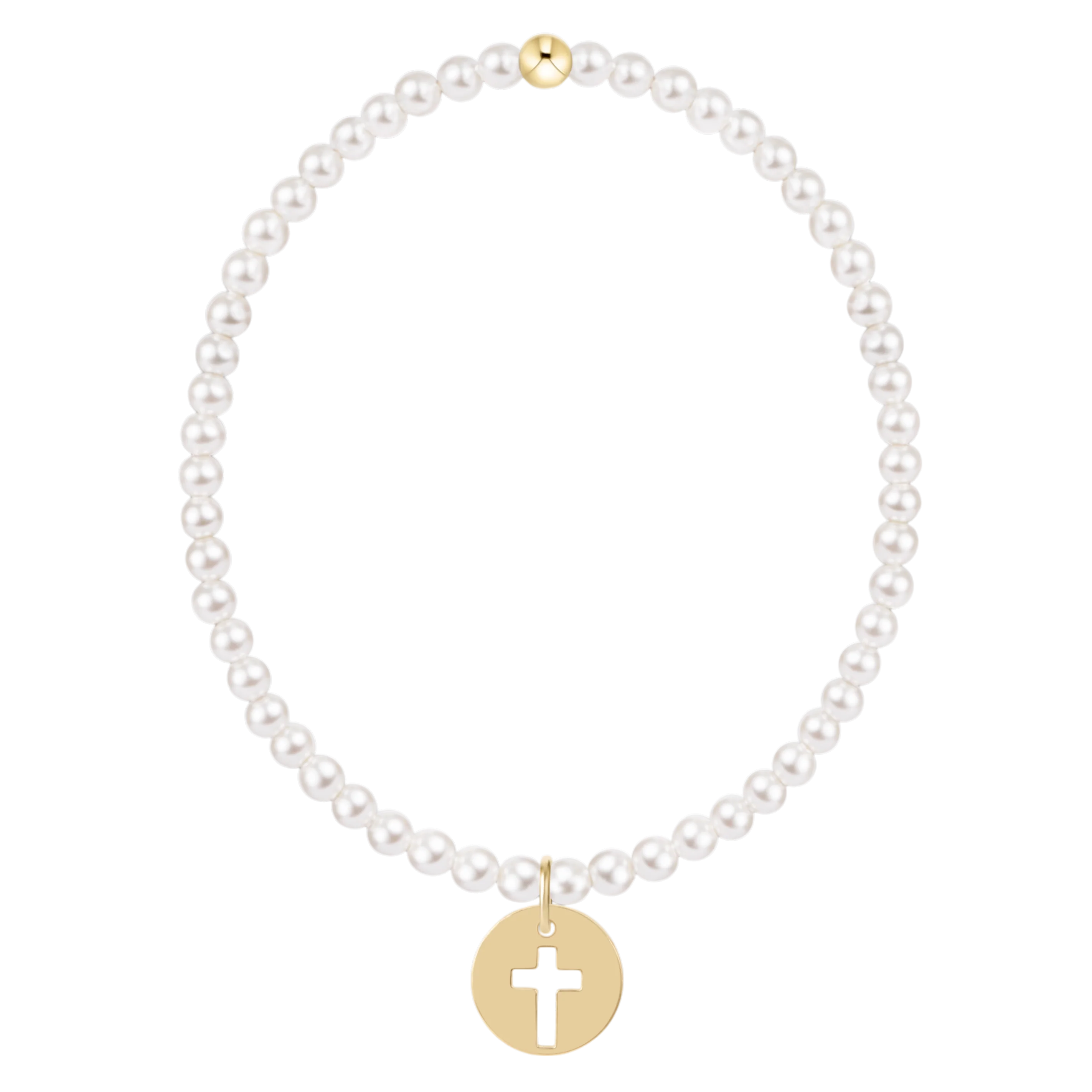 Pearl Blessed Gold Disc Charm