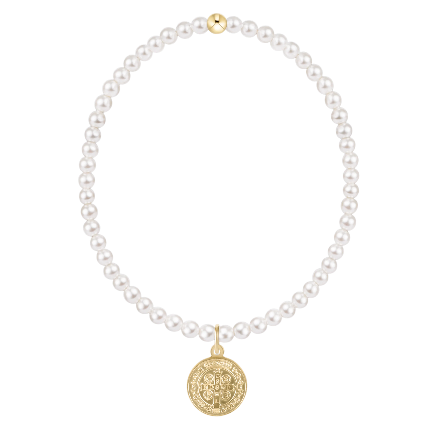 Pearl Blessing Gold Disc Charm