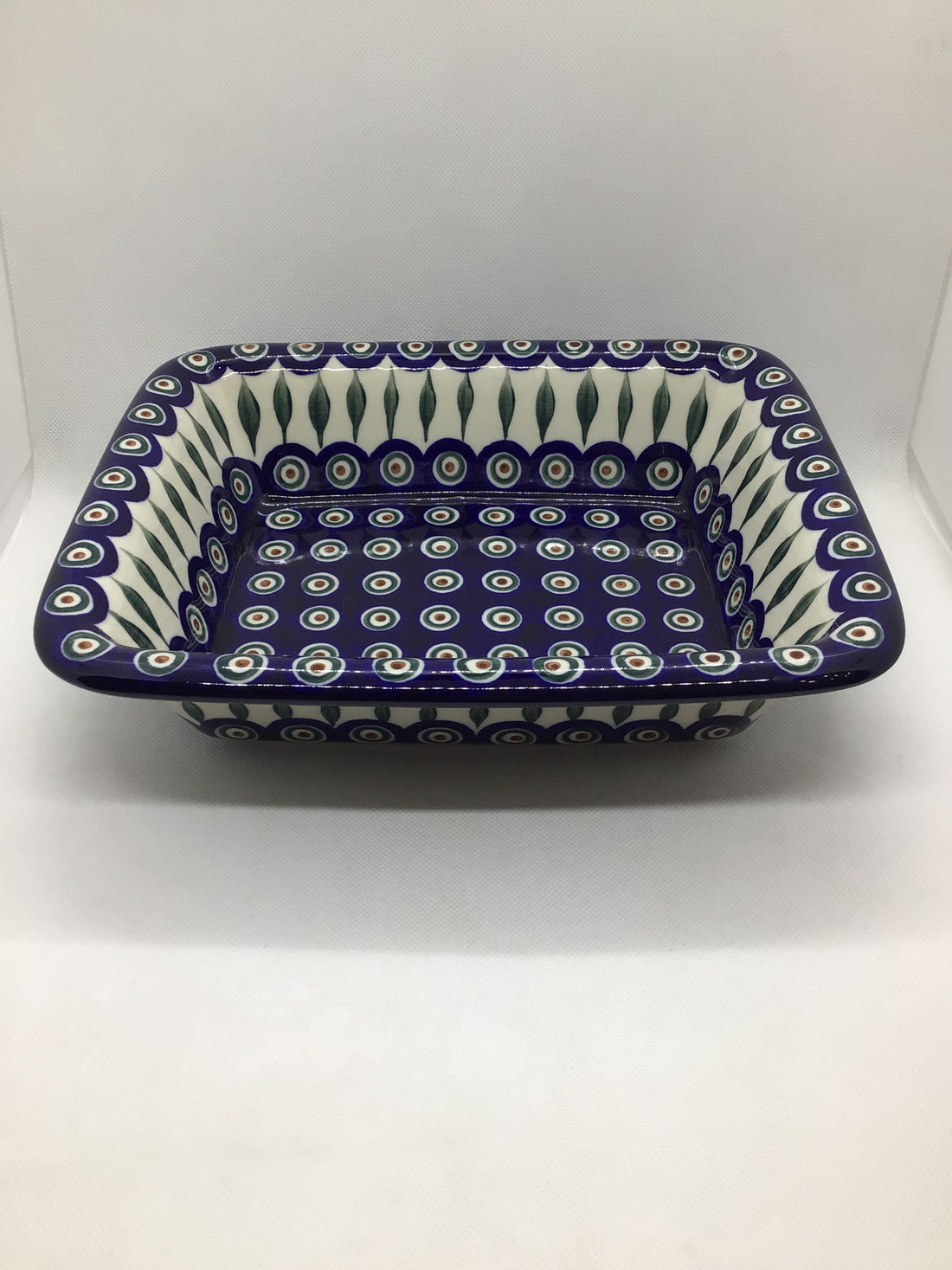 Traditional Peacock Rectangular Baker w/Rim