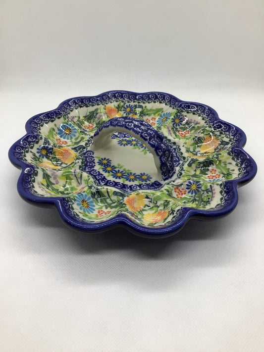 KALICH Blue Daisy Egg Platter