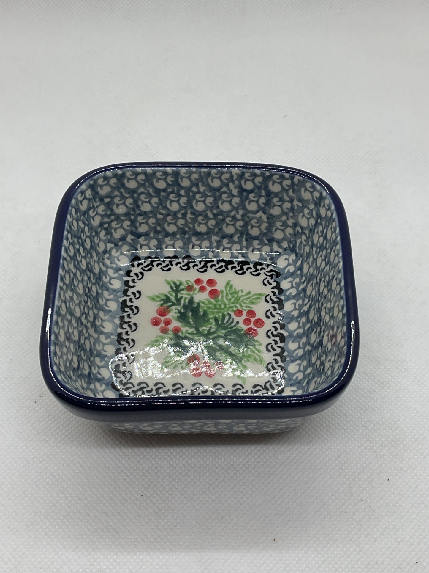 Holly Berry Square Ramekin 4"