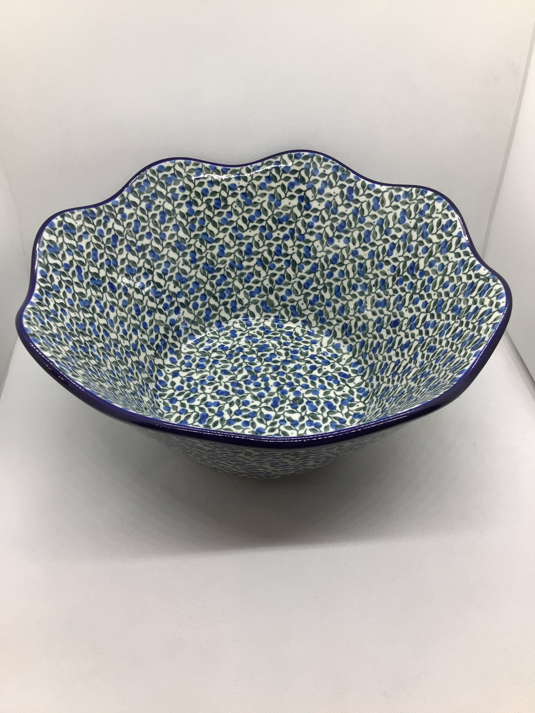 Blueberry Blossom Wavy Edge Bowl 12&quot;