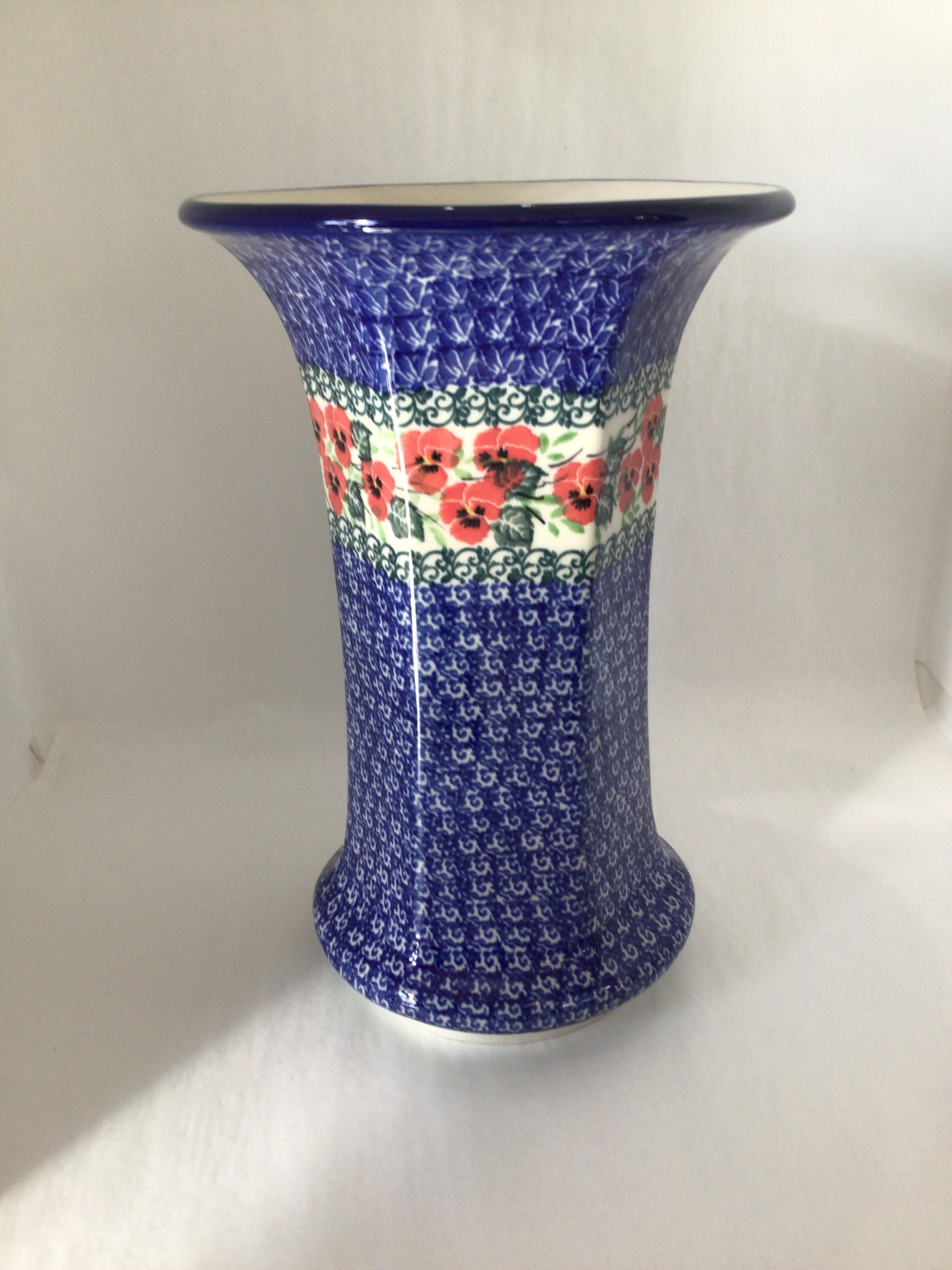 Red Pansy Vase 9.5"