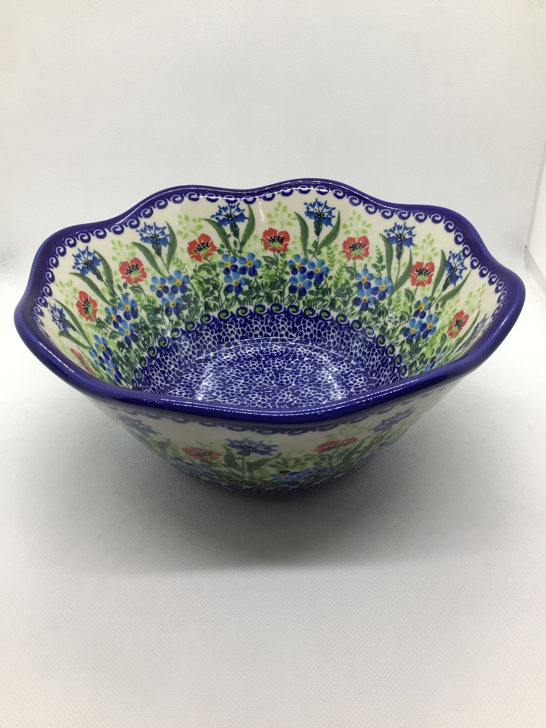 KALICH Blue Cornflower Wavy Bowl 9.5&quot;