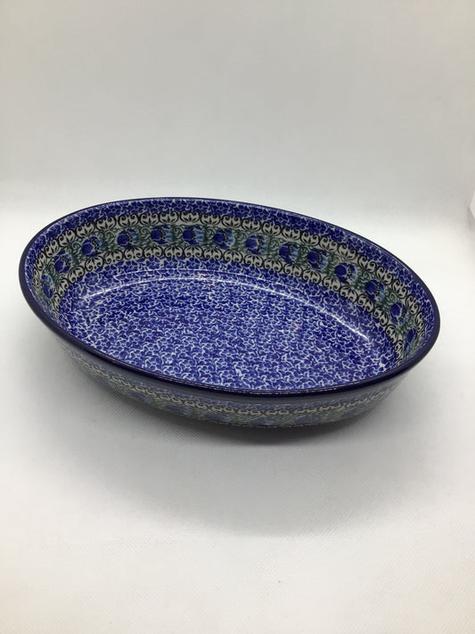 Peacock Feather Oval Baker 9.5"