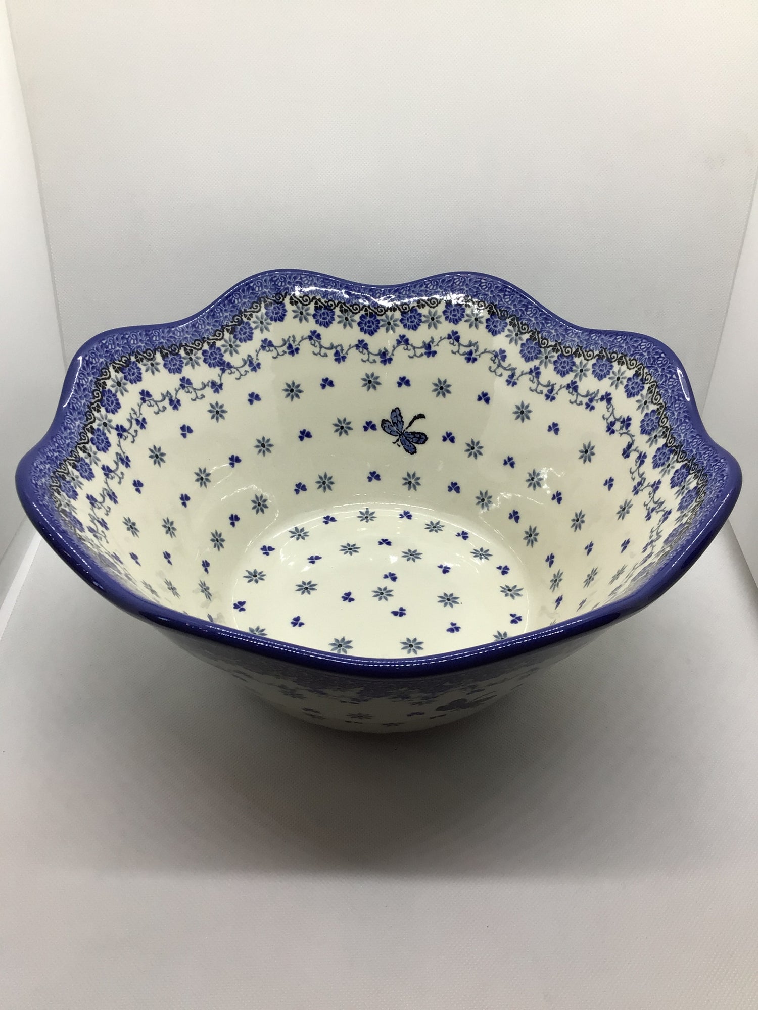 Dragonfly Wavy Edge Bowl 12&quot;