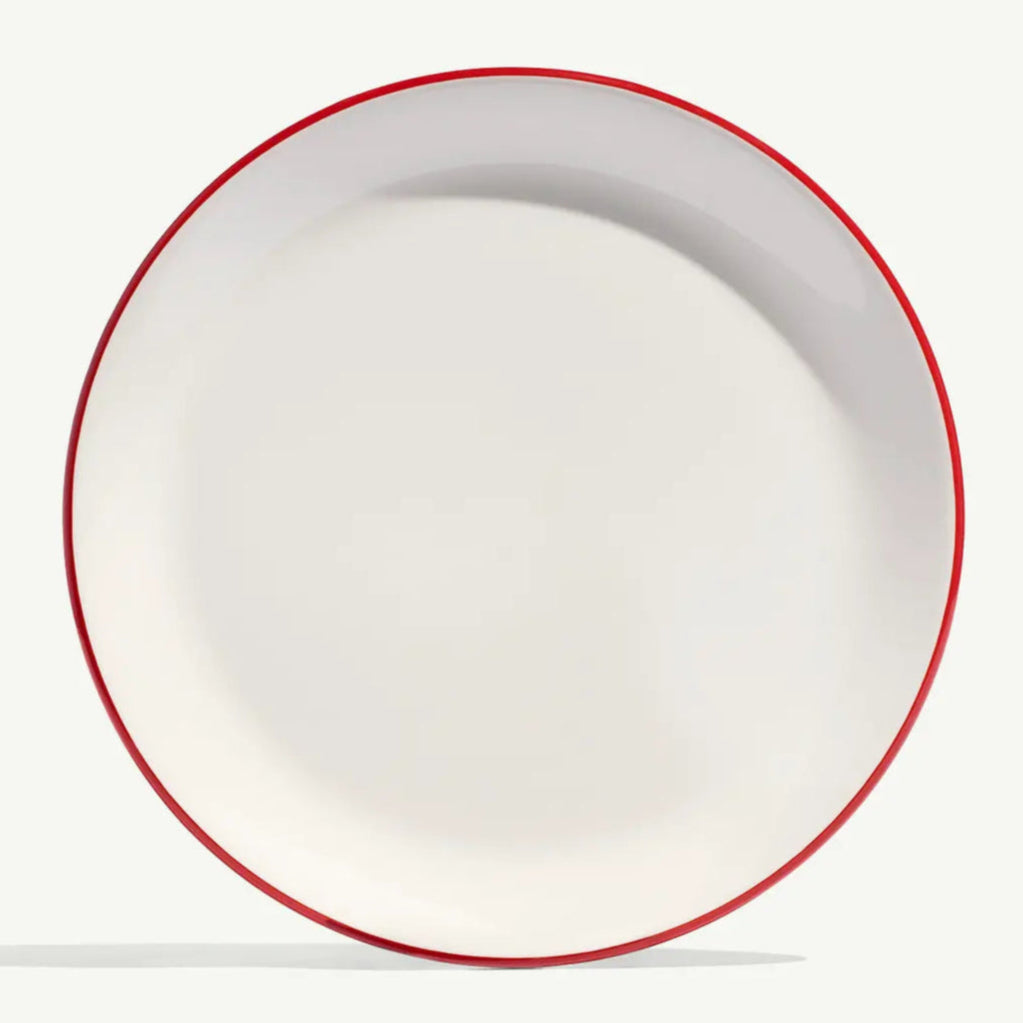 Dinner Plate Set of 4-Red Rim