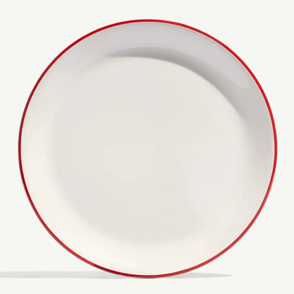 Dinner Plate Set of 4-Red Rim