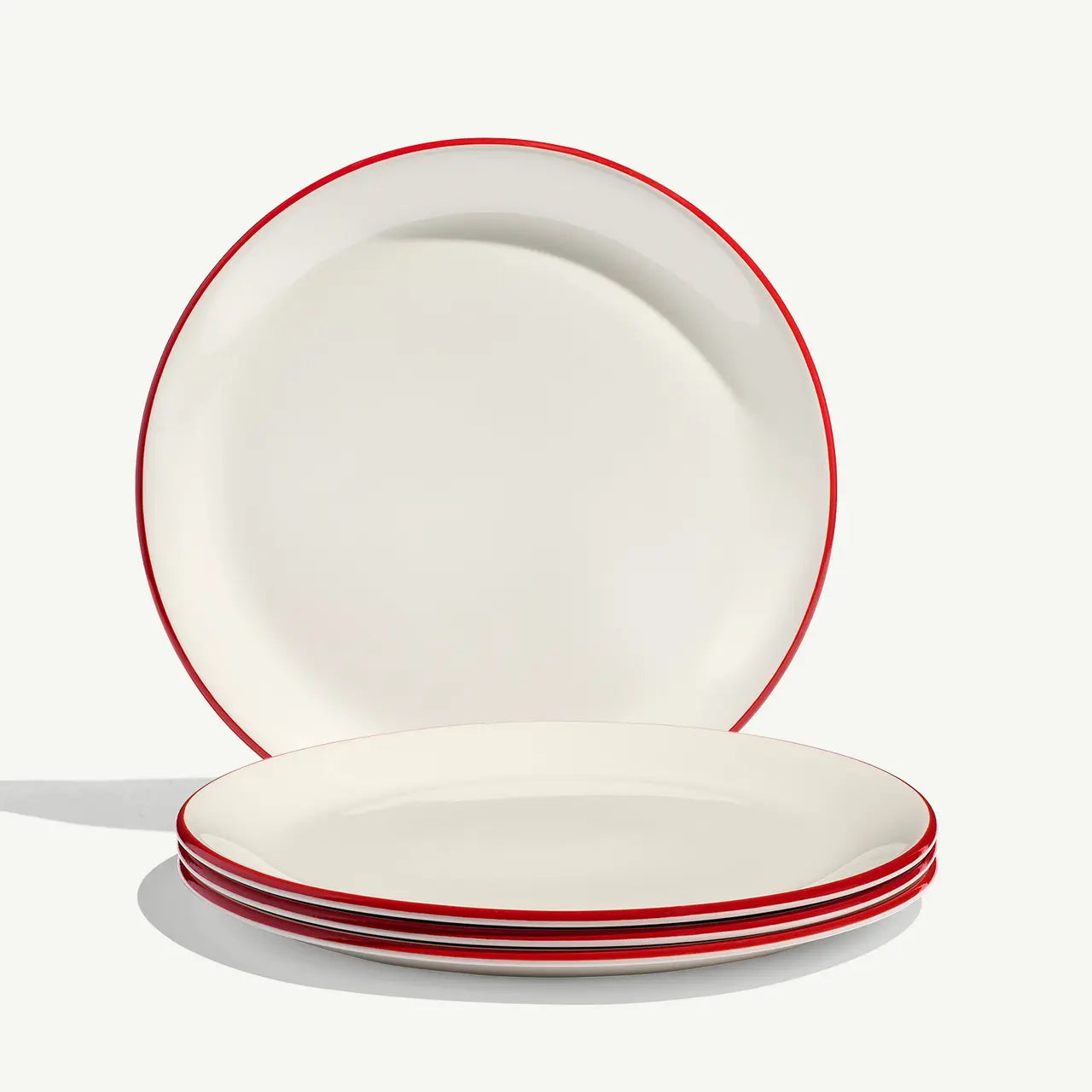 Dinner Plate Set of 4-Red Rim