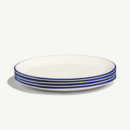 Dinner Plate Set of 4-Navy Rim