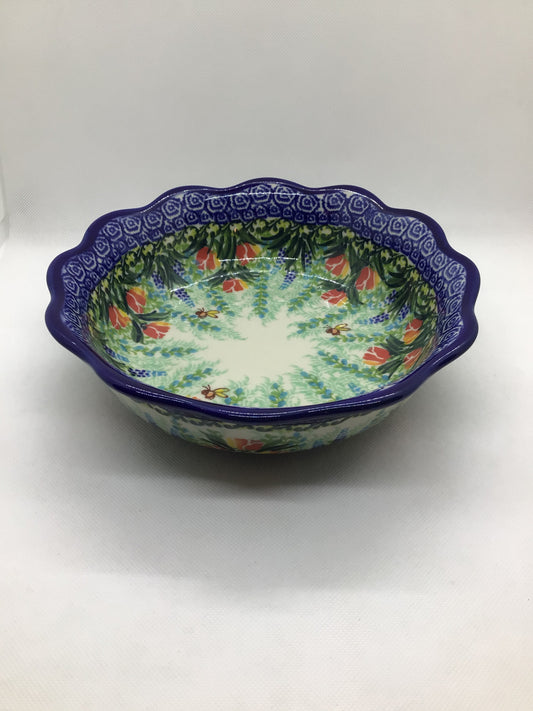 KALICH Tropical Tulips with Bee Wavy Bowl 9"