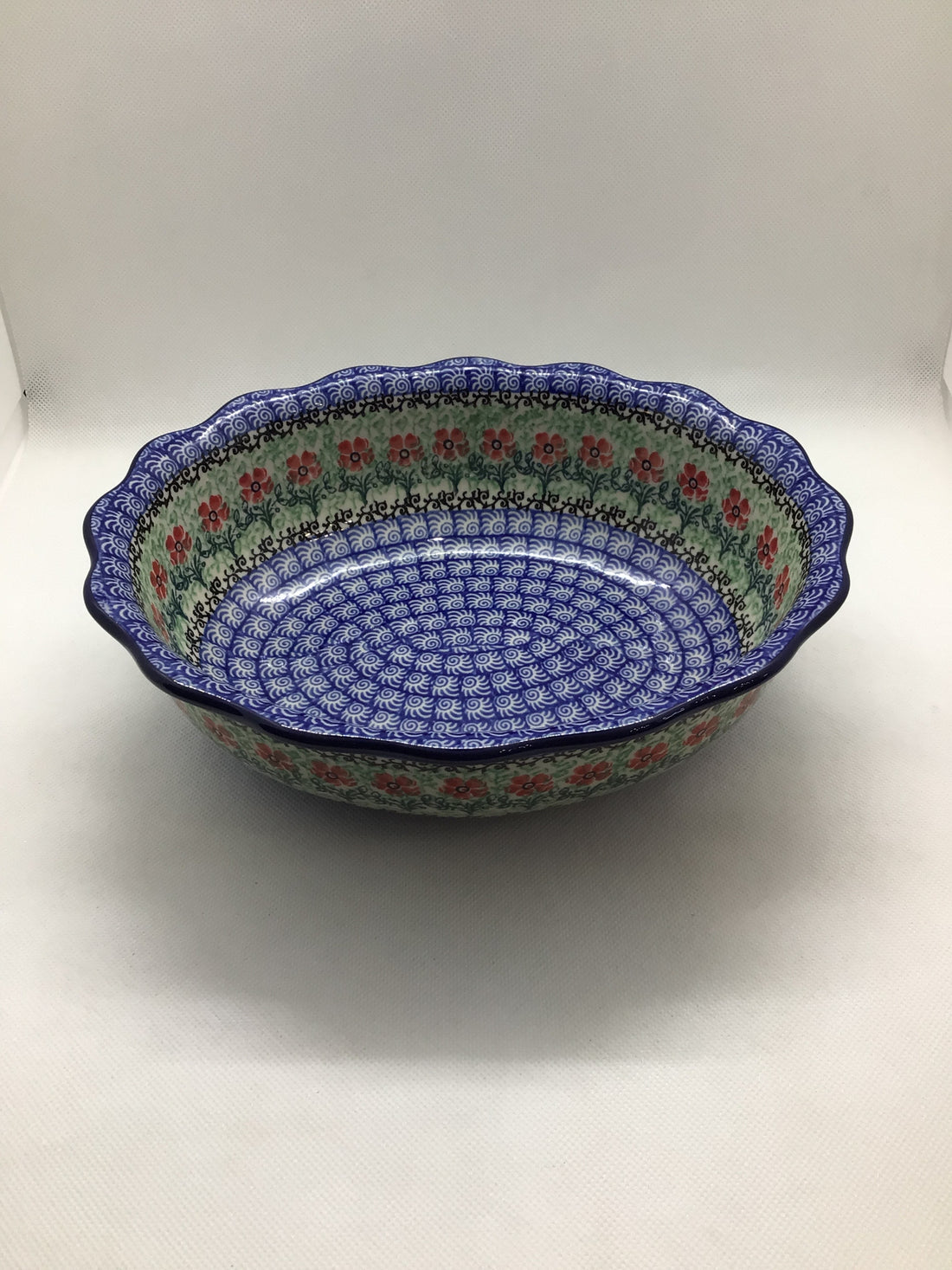 Red Daisies Fluted Oval Casserole