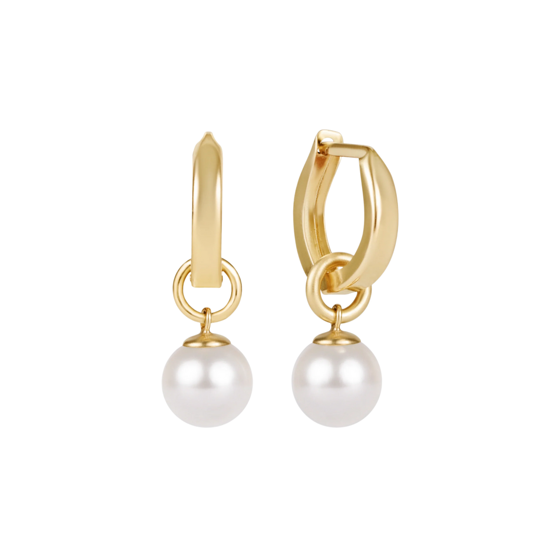 Huggie Gold .5" Hoop- 8mm Pearl