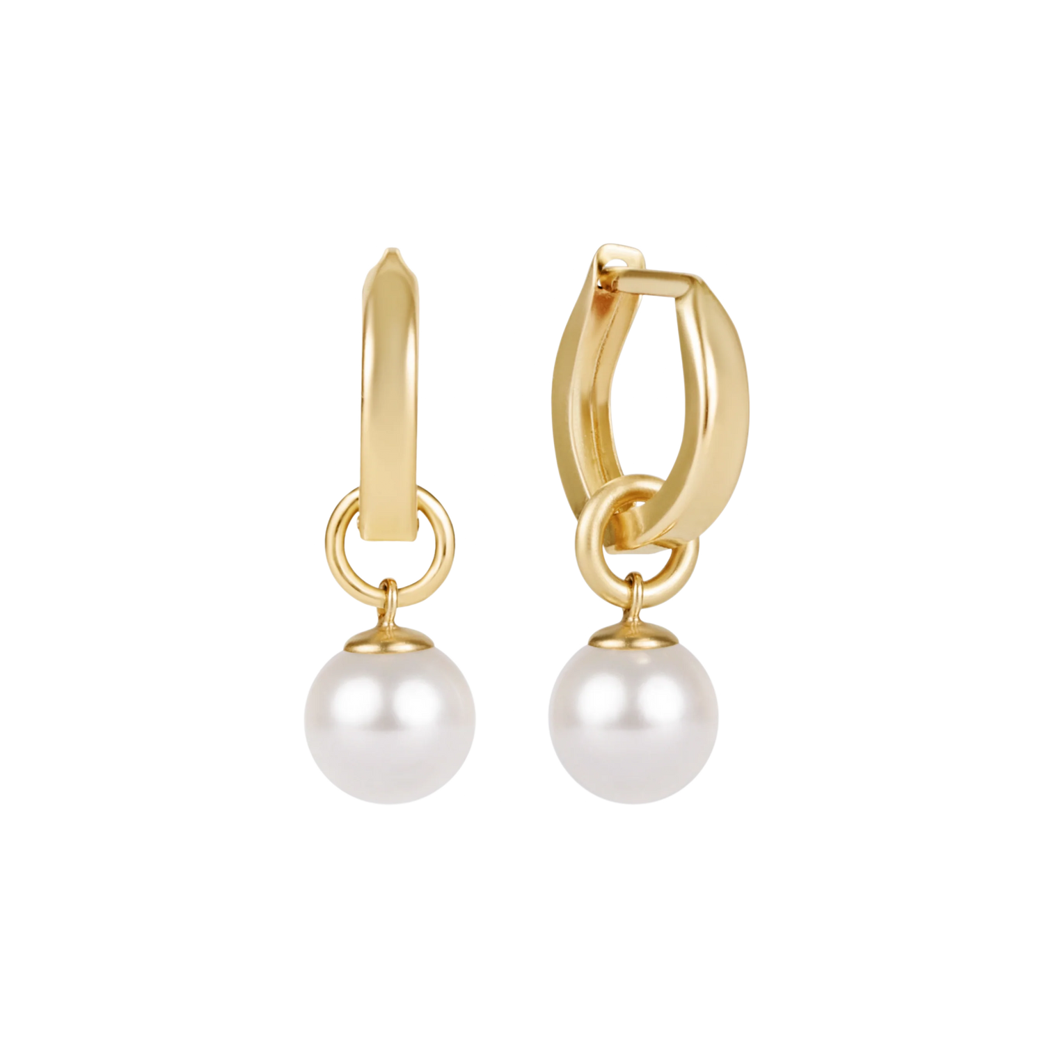 Huggie Gold .5" Hoop- 8mm Pearl