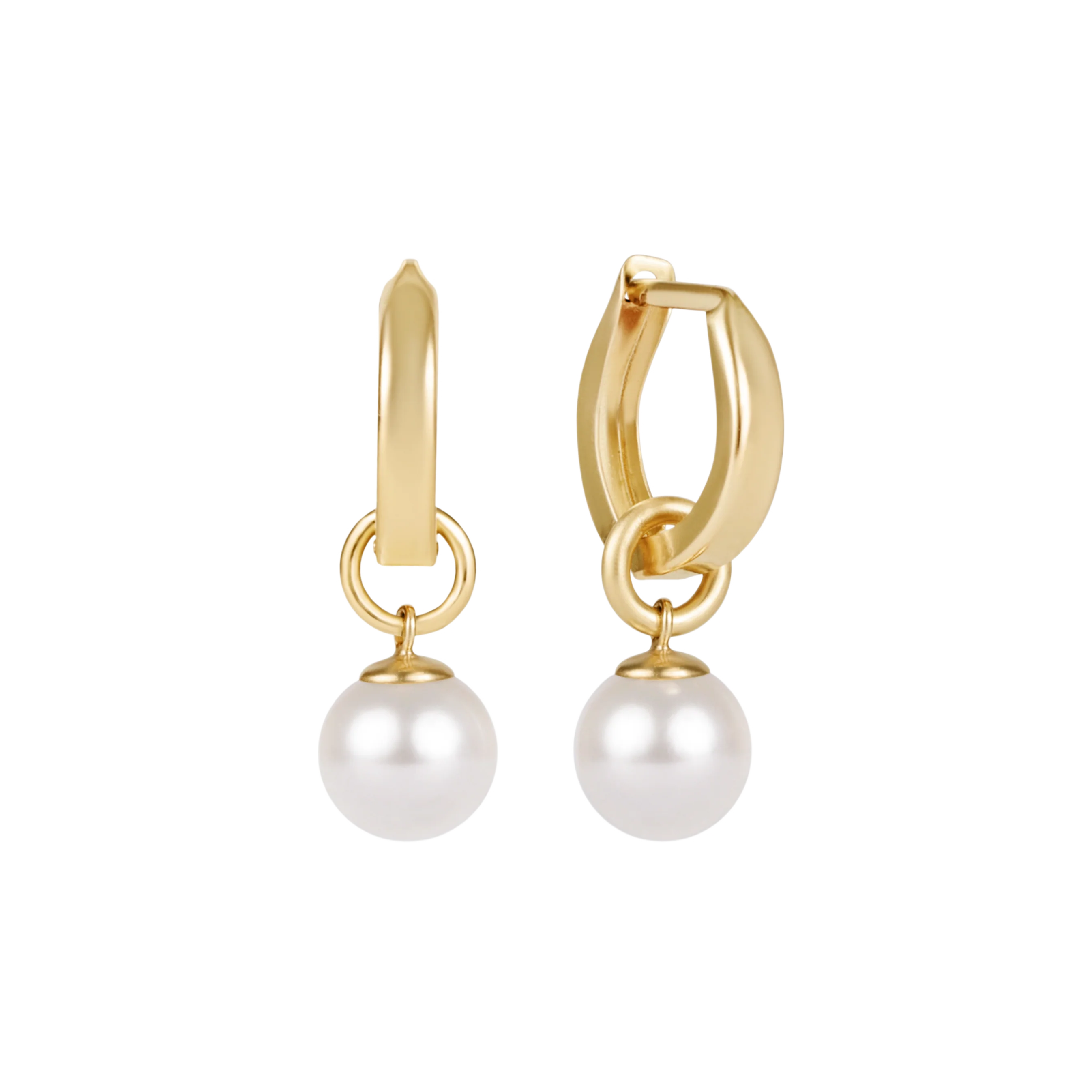 Huggie Gold .5" Hoop- 8mm Pearl