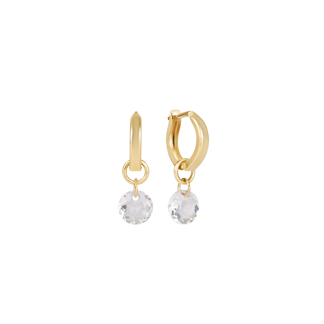 Huggie Gold 0.5" Hoop - Reflection Small Charm - Apr